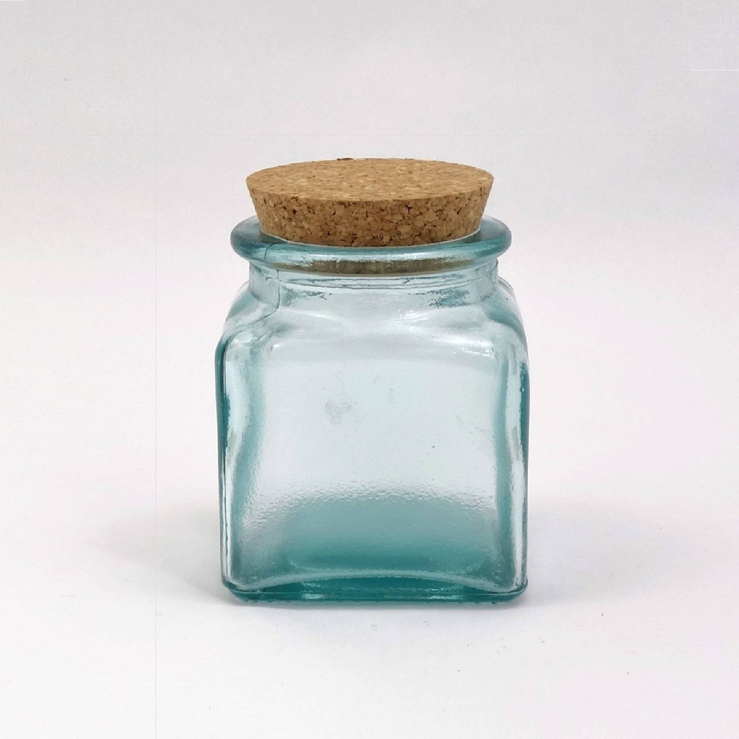 recycled glass Square Storage Jars with a Cork Lid