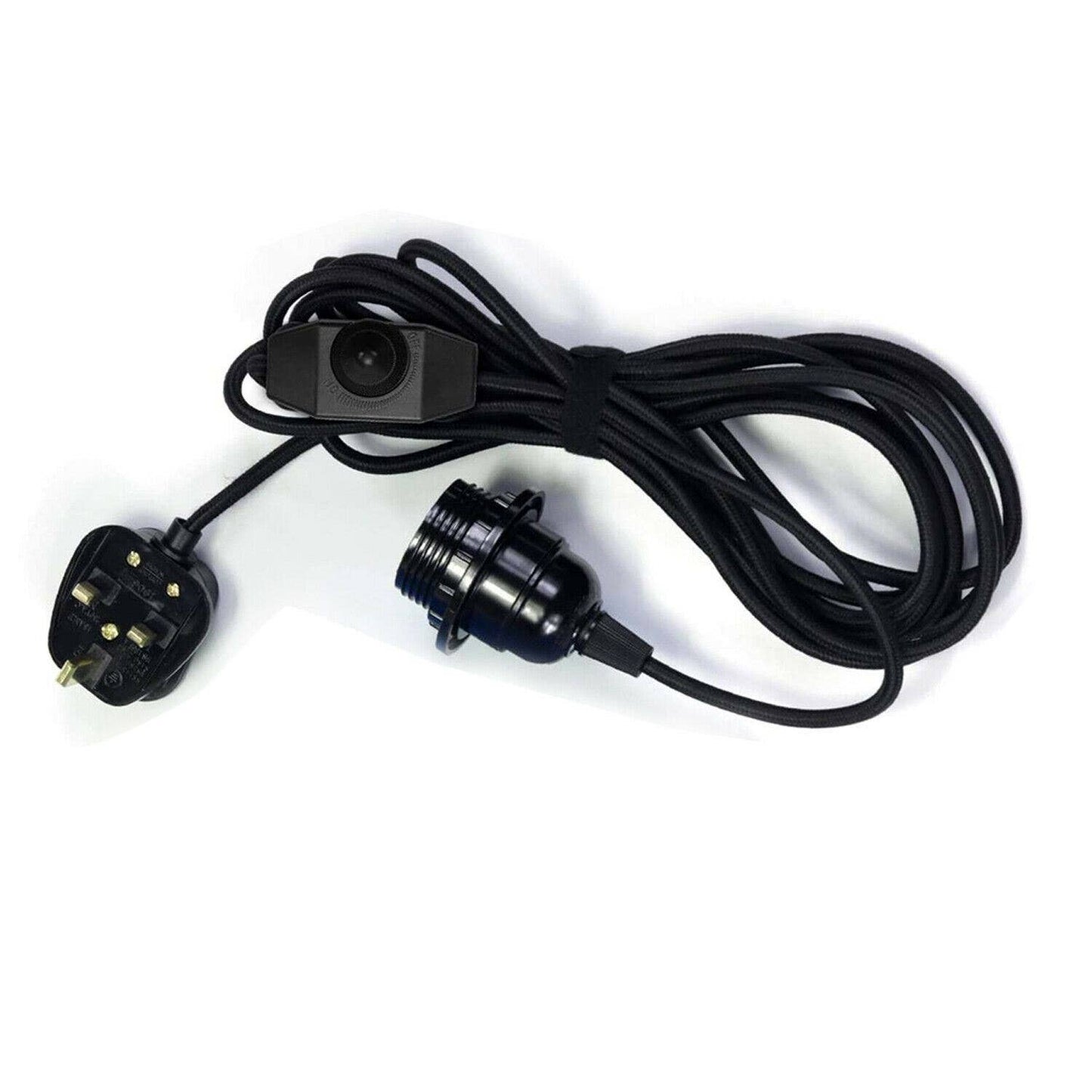 2M Hemp Fabric Cable UK Plugin for Pendant / wall Lamp E27 fitting