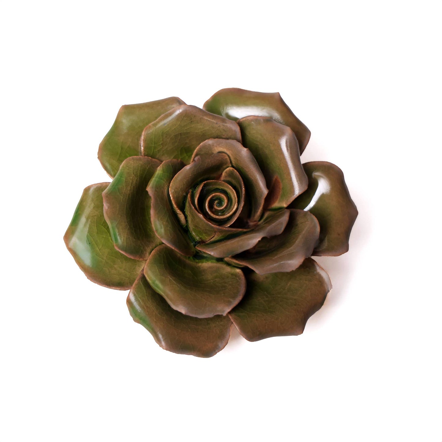 Ceramic Flower wall decor - Rose Green
