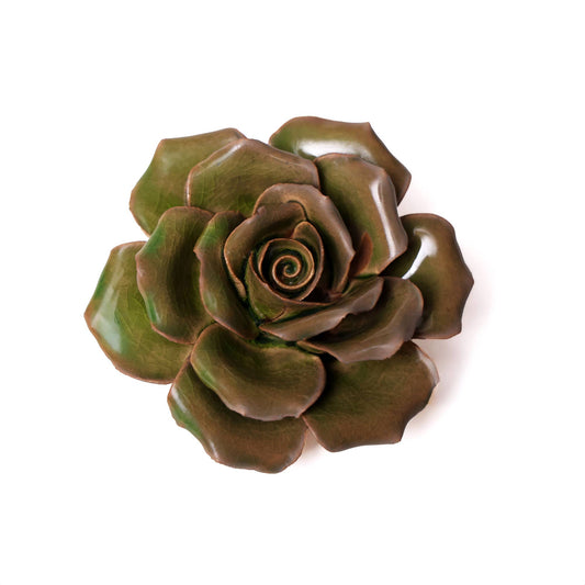 Ceramic Flower wall decor - Rose Green