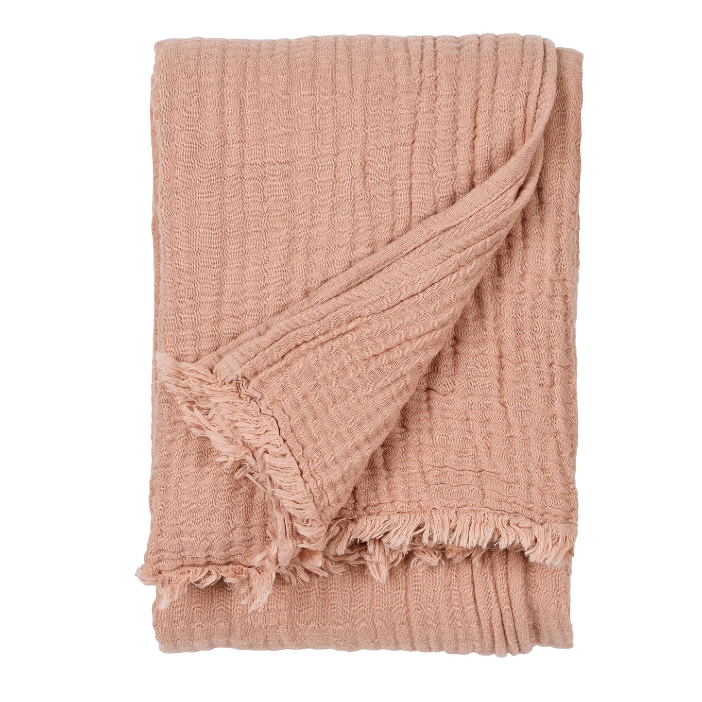 Lark Muslin Cotton Throw Pink Clay