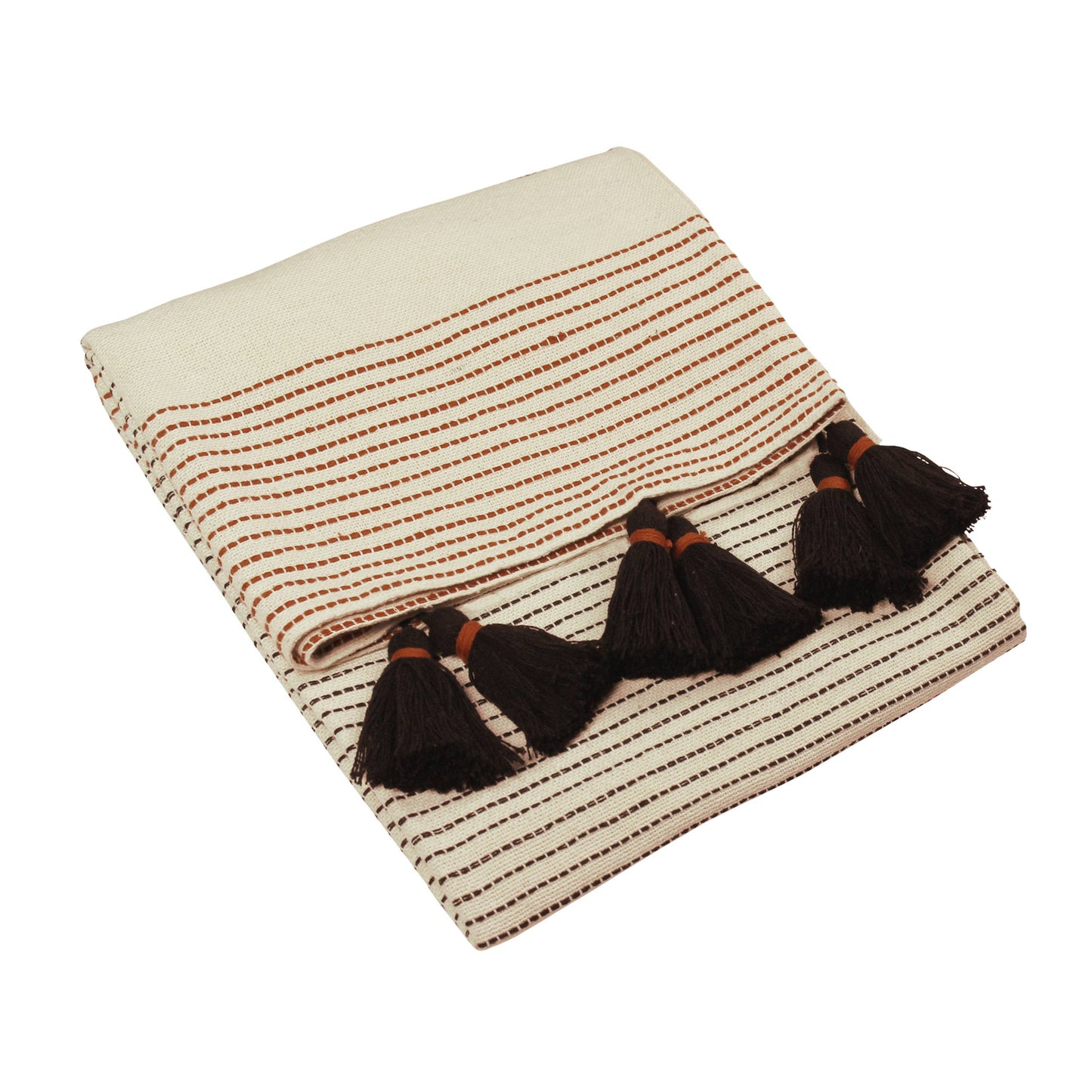 Banda Tasselled Throw Pecan/Black/ cream