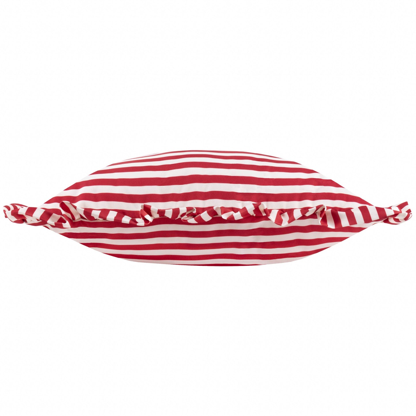 Millie Ruffle Striped Outdoor Cushion Candy Red