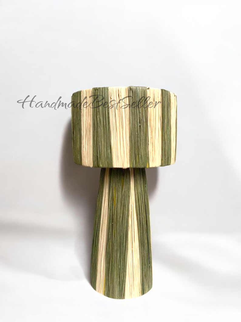 Handwoven Natural Raffia Lamp – Artisan Moroccan Table Light