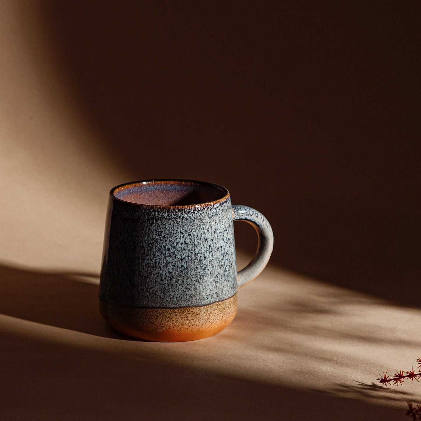 Sunrise blue and earthen dip dyed mug