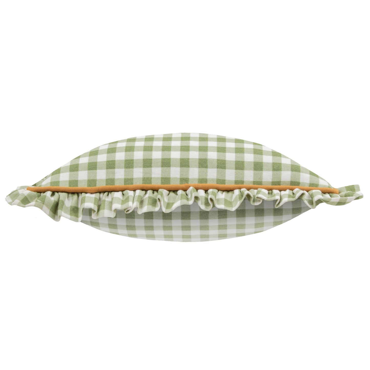 Maude Gingham Reversible Piped Cushion Sage