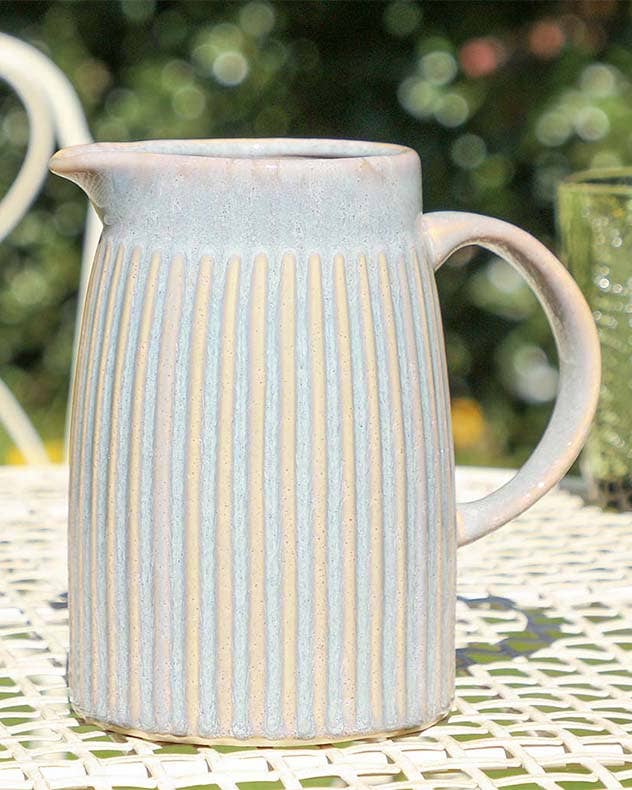 Ribbed Blue Pitcher Jug Vase