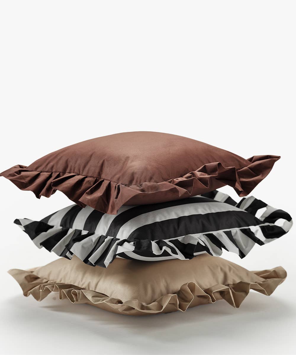 Outdoor Pillow Ruffle Beige