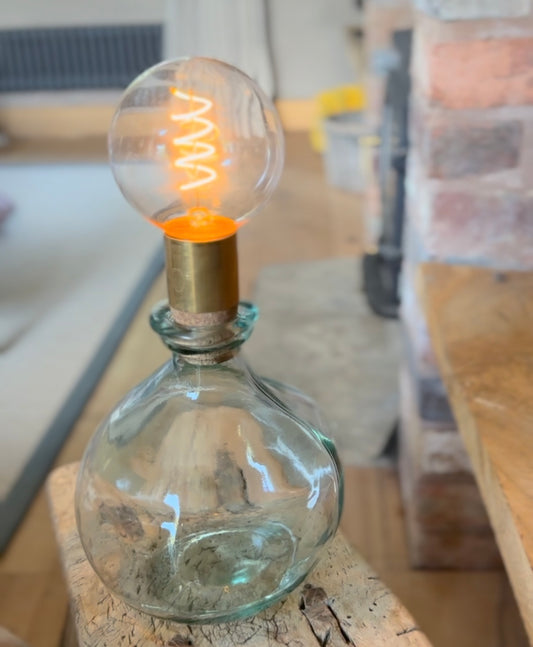 vintage style hand-blown glass rechargeable lamp