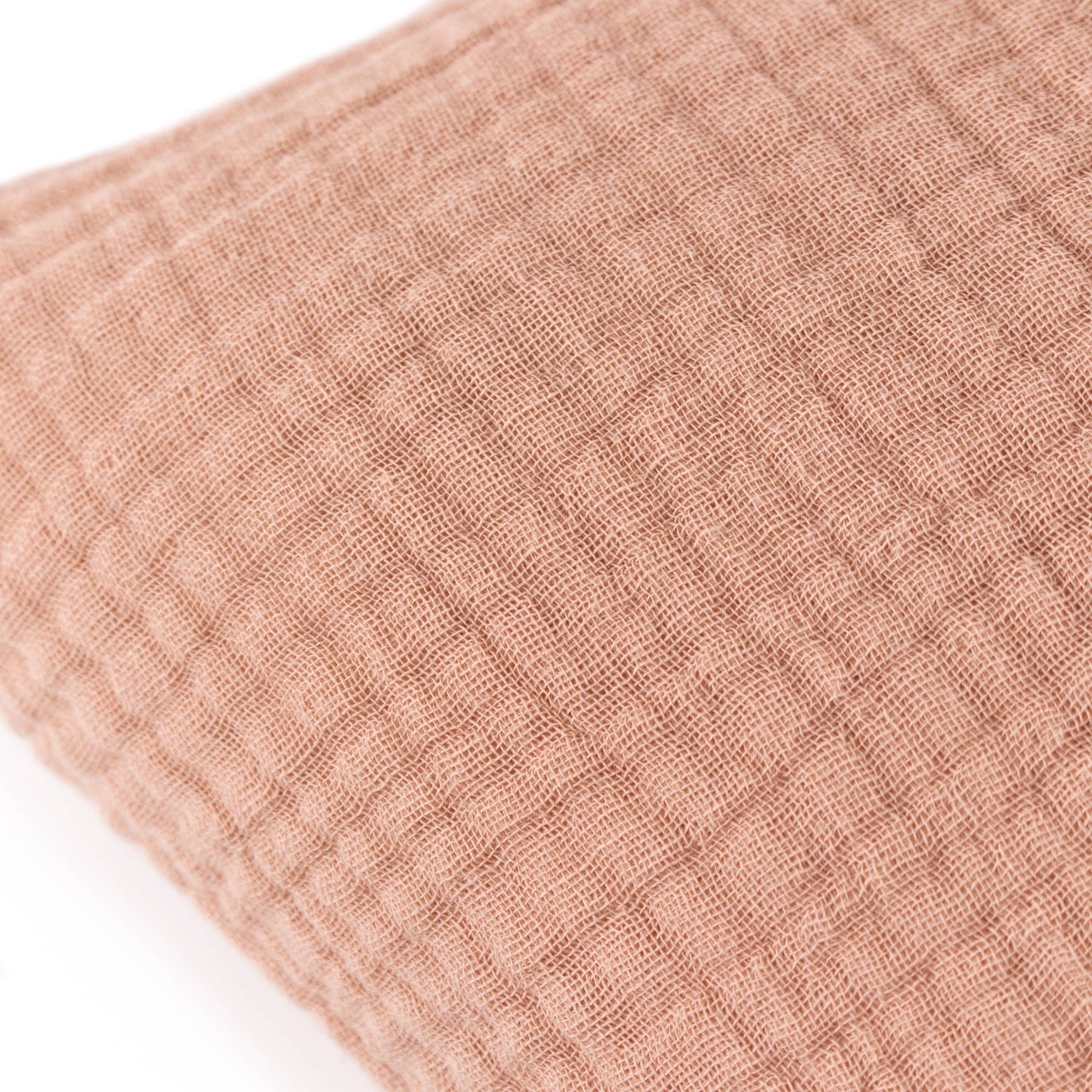 Lark Muslin Crinkle Cotton Cushion Pink Clay