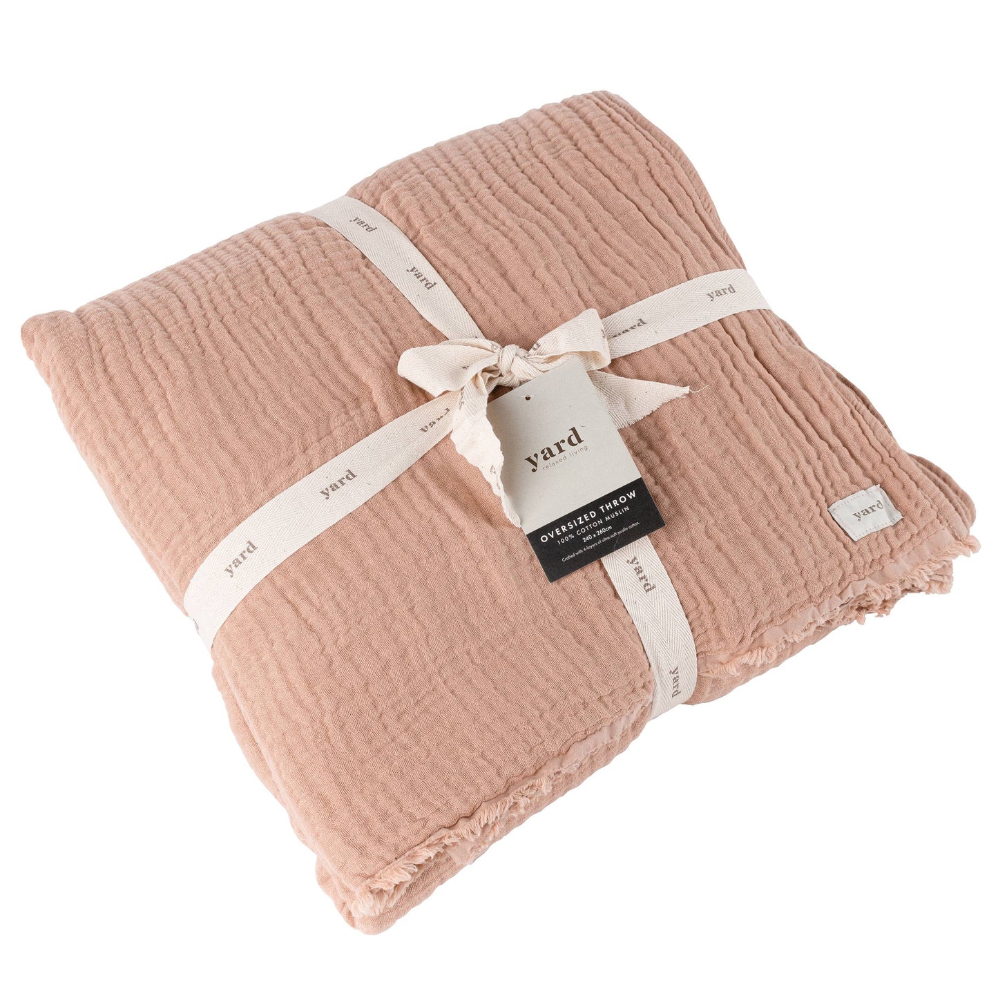 Muslin Cotton Oversized Throw Pink Clay Large
