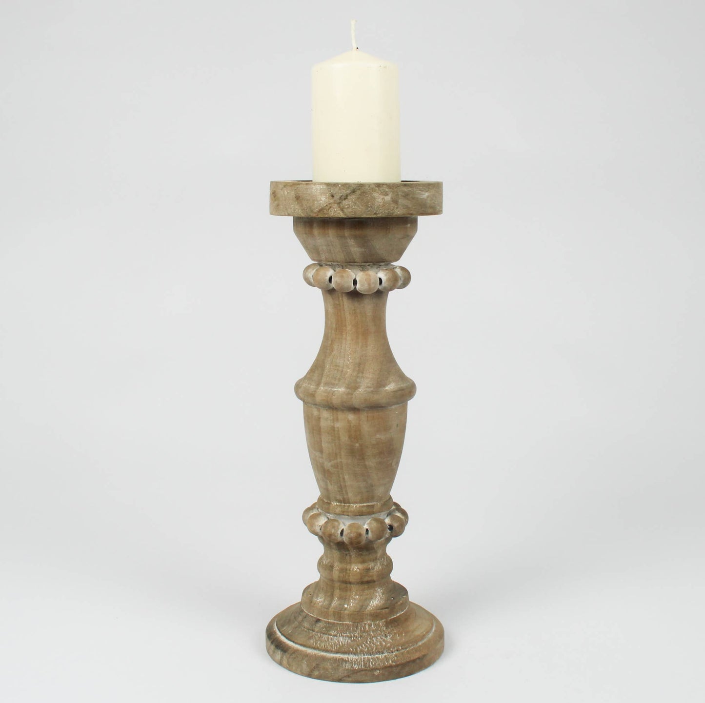 Turned beaded wooden Candle Holder - Tall Bead 31cm