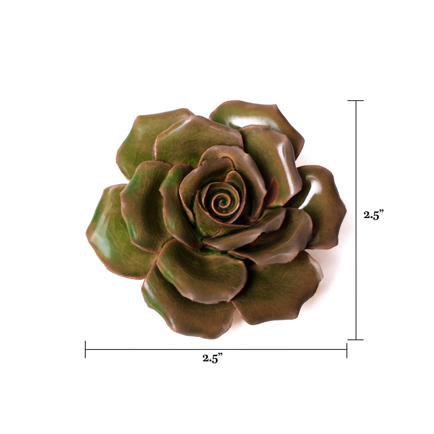 Ceramic Flower wall decor - Rose Green