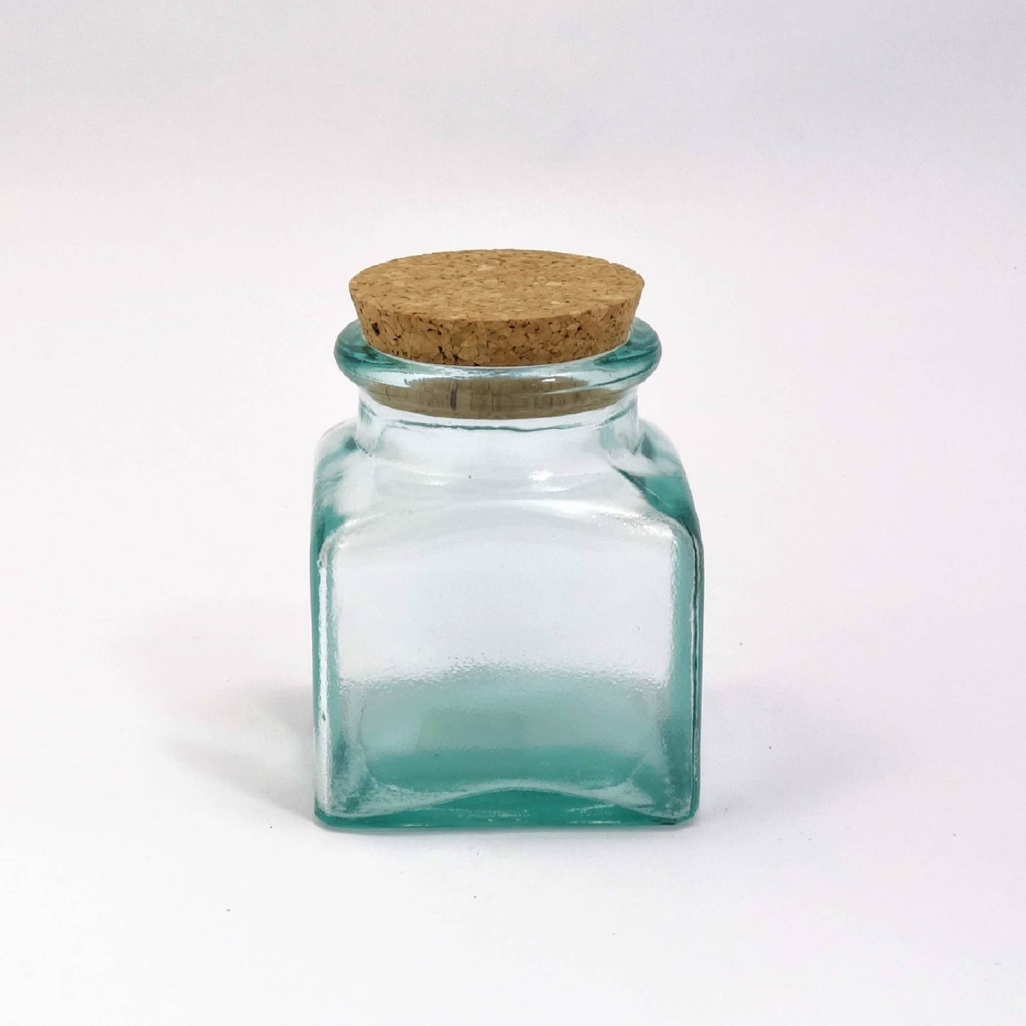 recycled glass Square Storage Jars with a Cork Lid