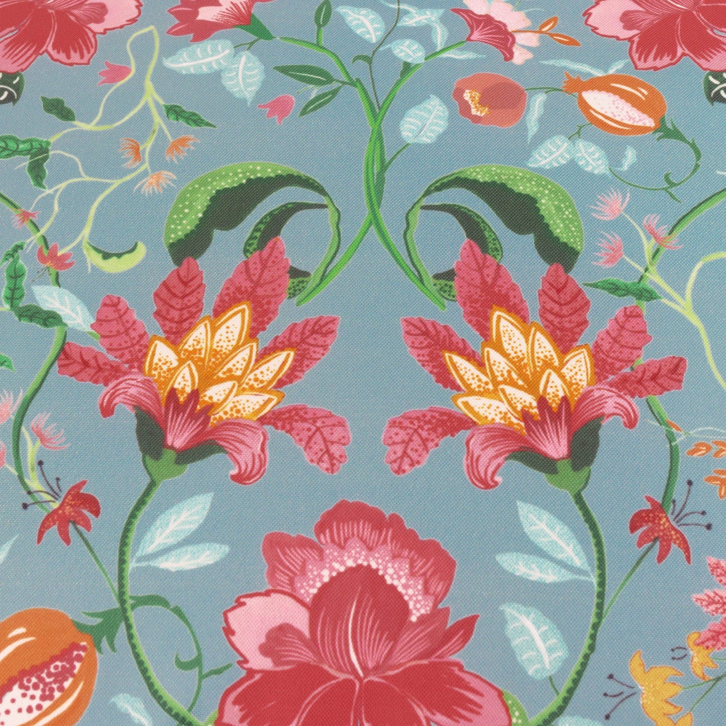 Floral Outdoor Cushion Duck Egg Blue and stripe reverse
