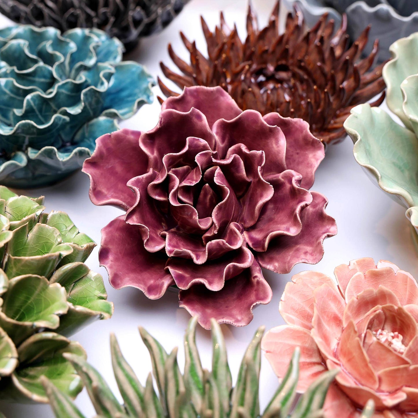 Ceramic Flower Lettuce Purple Medium