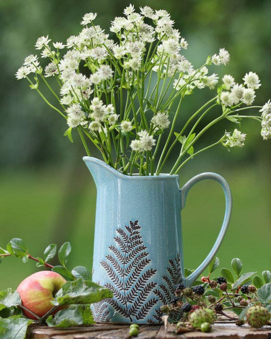 Ribbed Blue Pitcher Jug Vase