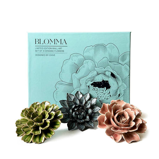Ceramic Flower wall flower collection blue, green, pink, blue