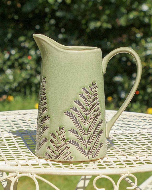 Green Fern Pitcher Jug Vase