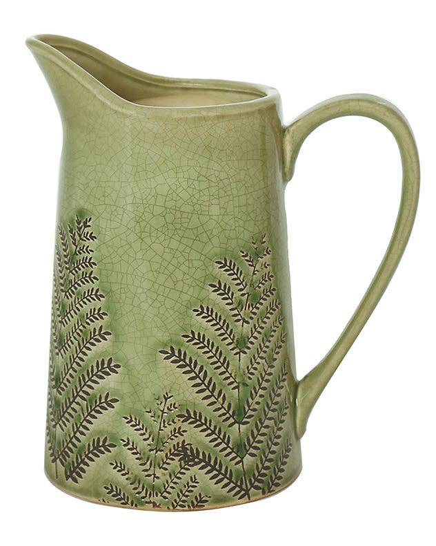 Green Fern Pitcher Jug Vase