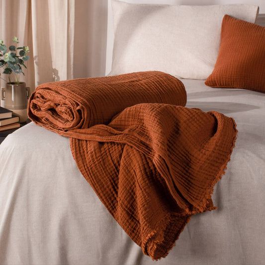 Lark Muslin Cotton Throw Pecan