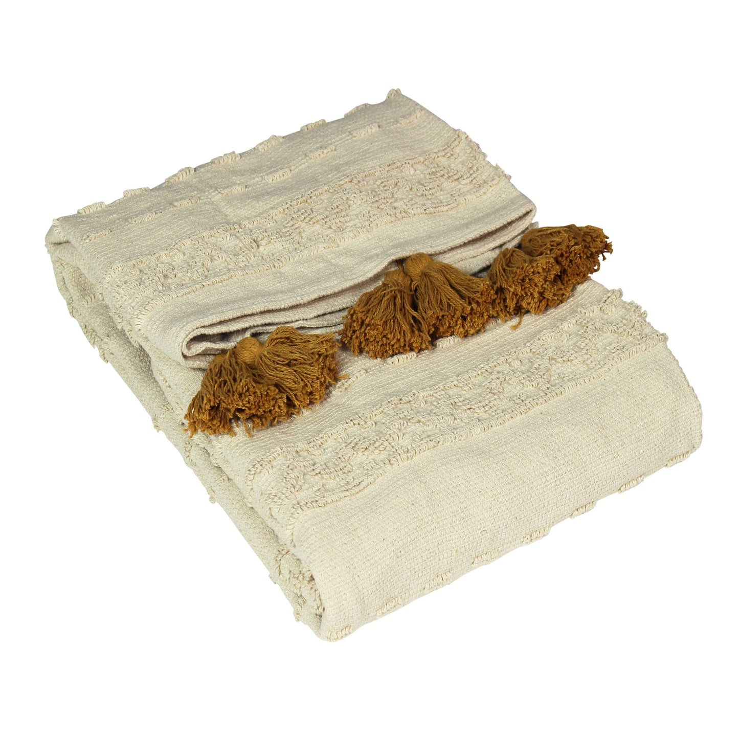 Boho Cotton Tufted Throw Ochre