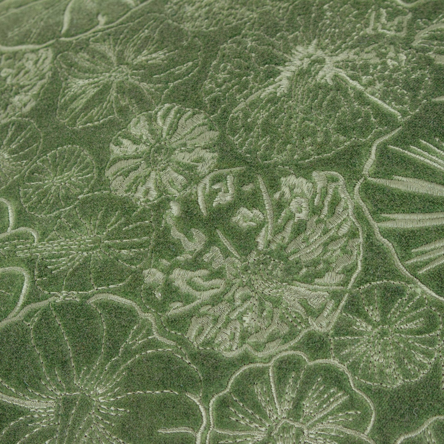 Picking Patch Embroidered Velvet Cushion cover Greenwood
