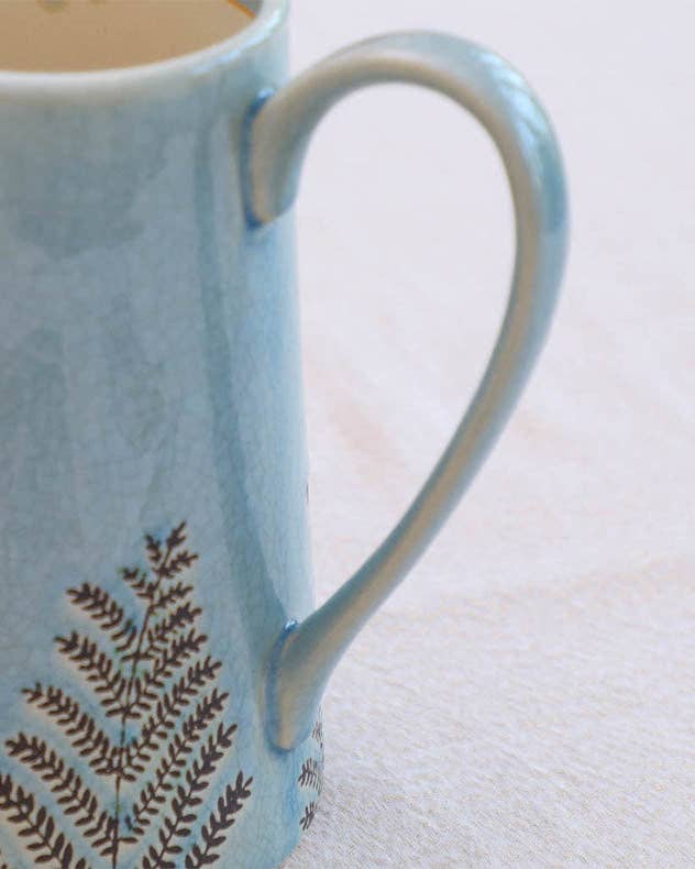 Ribbed Blue Pitcher Jug Vase