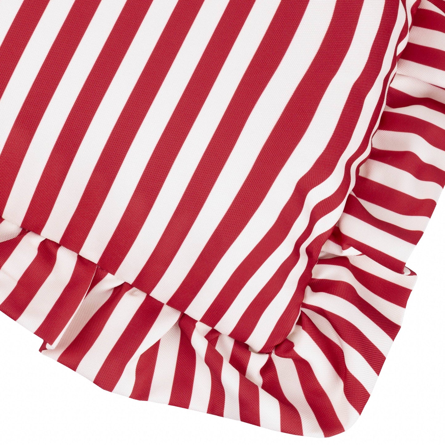 Millie Ruffle Striped Outdoor Cushion Candy Red