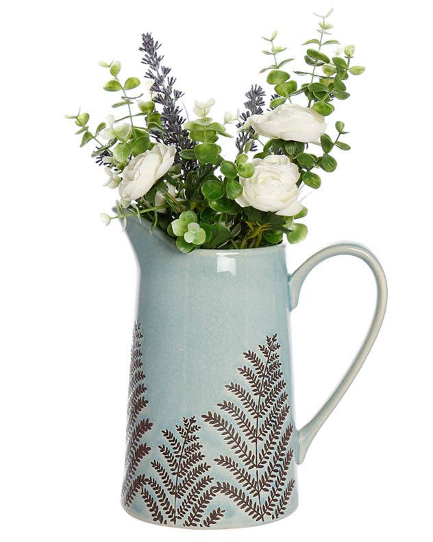 Ribbed Blue Pitcher Jug Vase