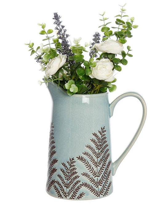 Ribbed Blue Pitcher Jug Vase
