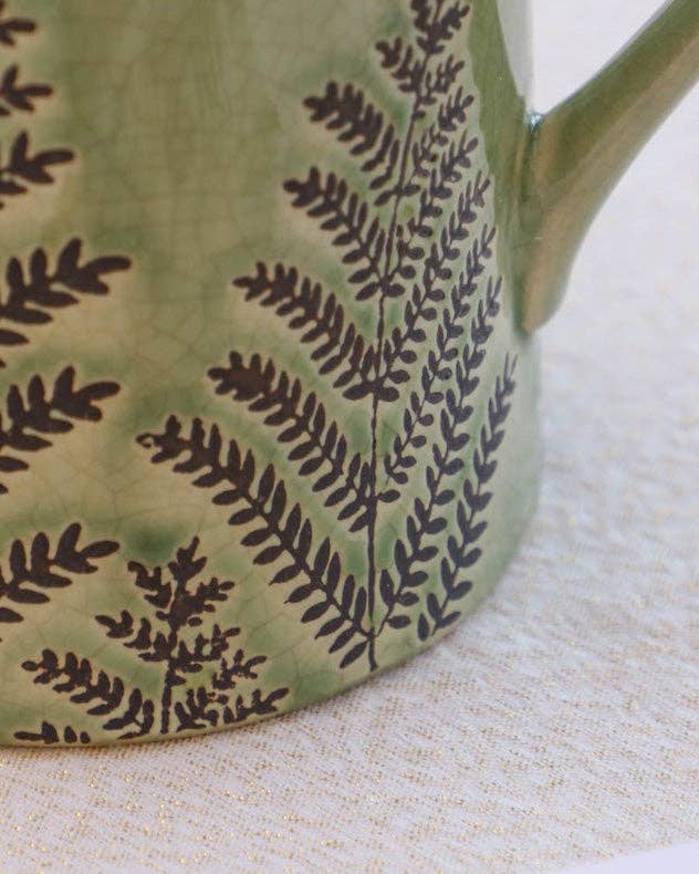 Green Fern Pitcher Jug Vase