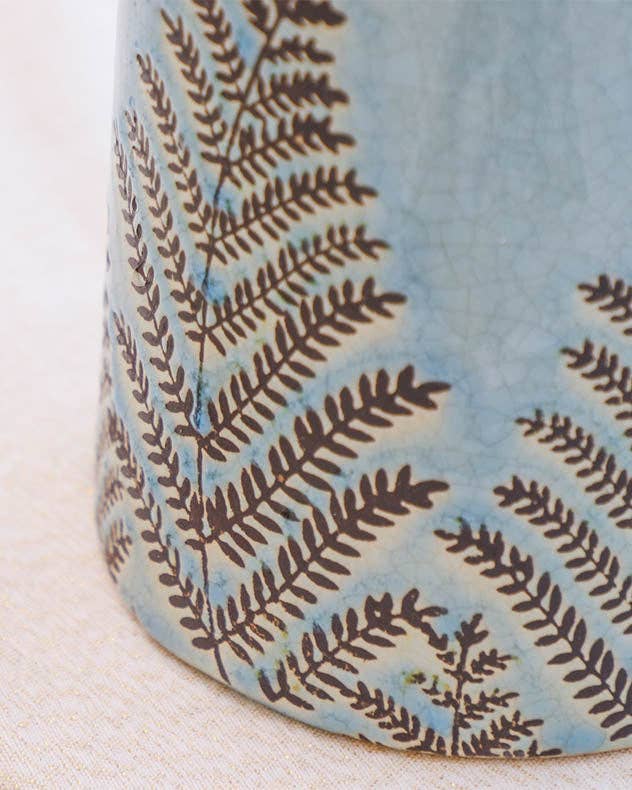 Ribbed Blue Pitcher Jug Vase