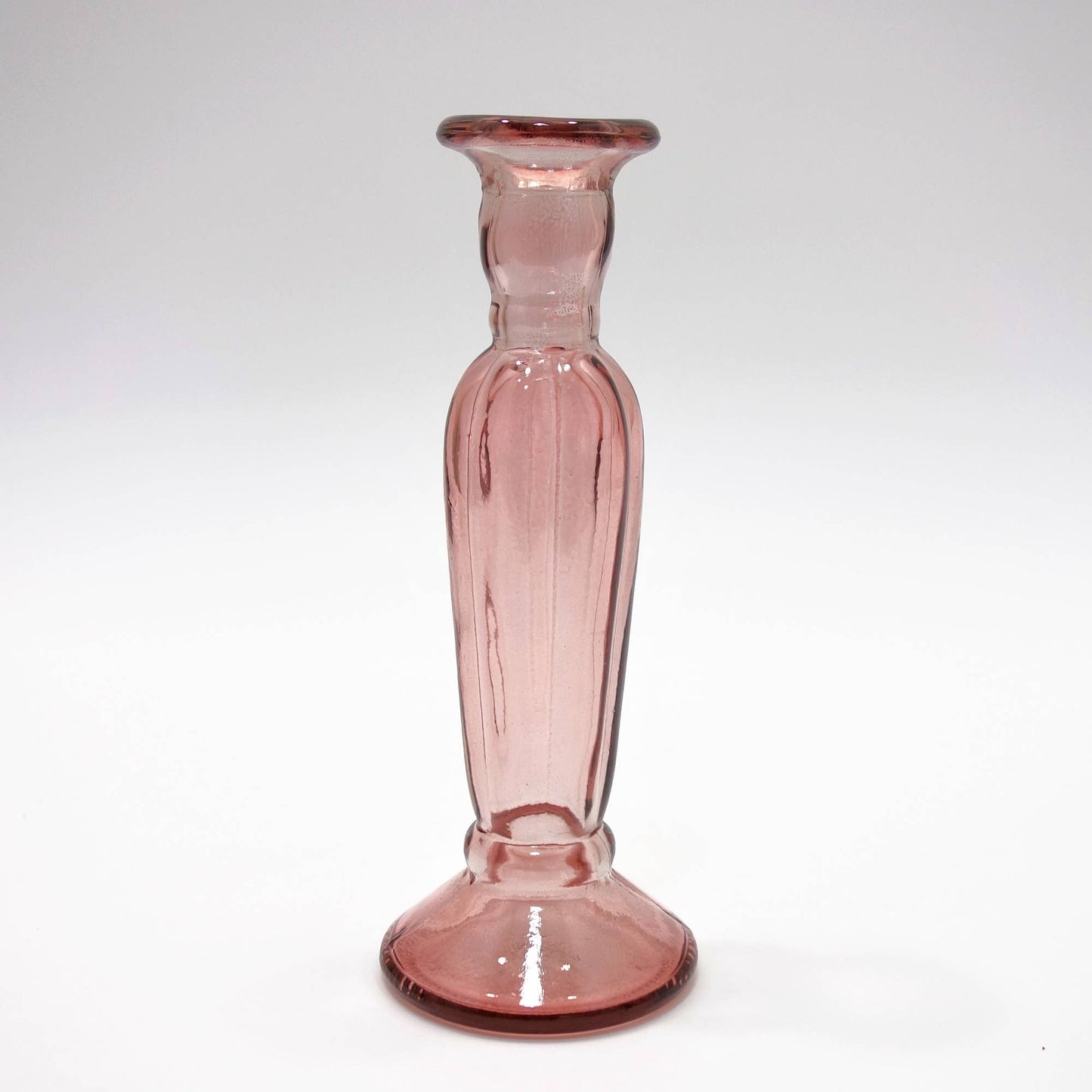 Fluted glass Candle Stick - Pink