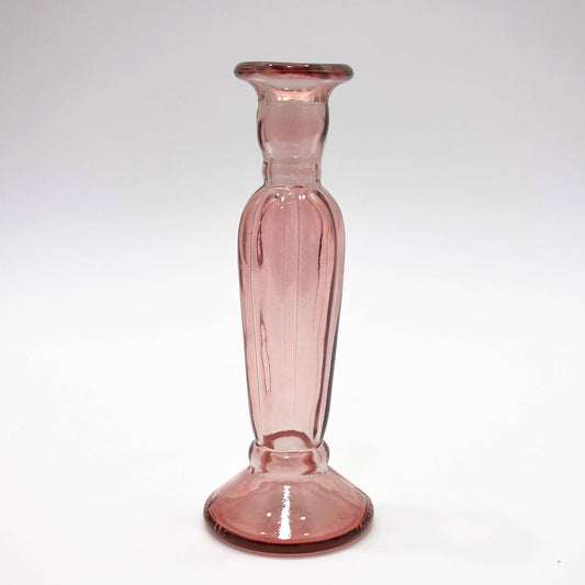 Fluted glass Candle Stick - Pink