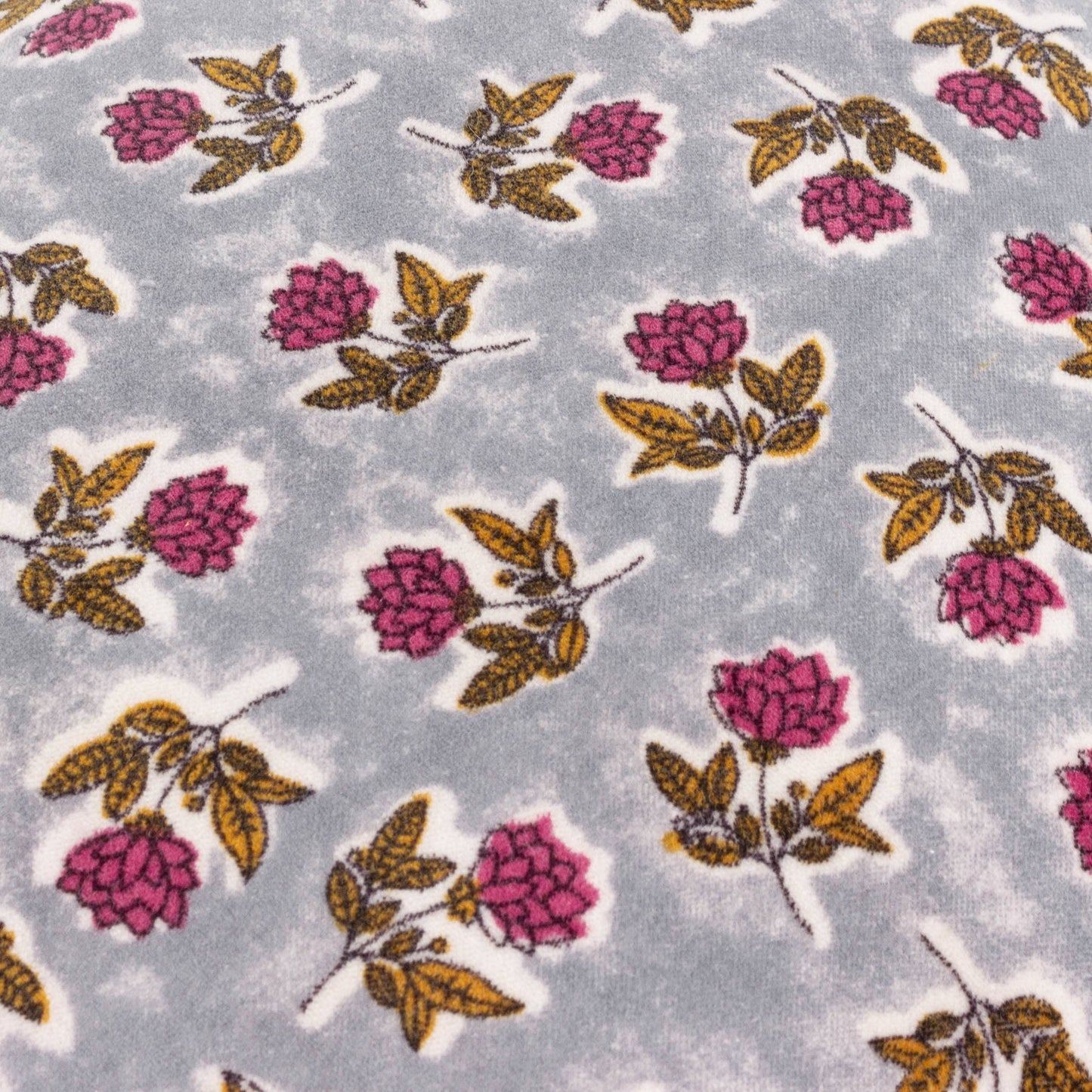 Floral velvet Printed Cushion with ruffle and mustard reverse