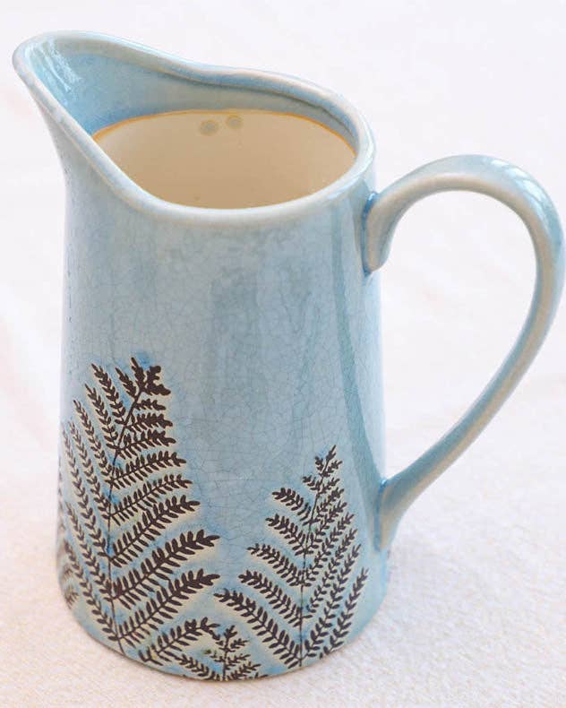 Ribbed Blue Pitcher Jug Vase