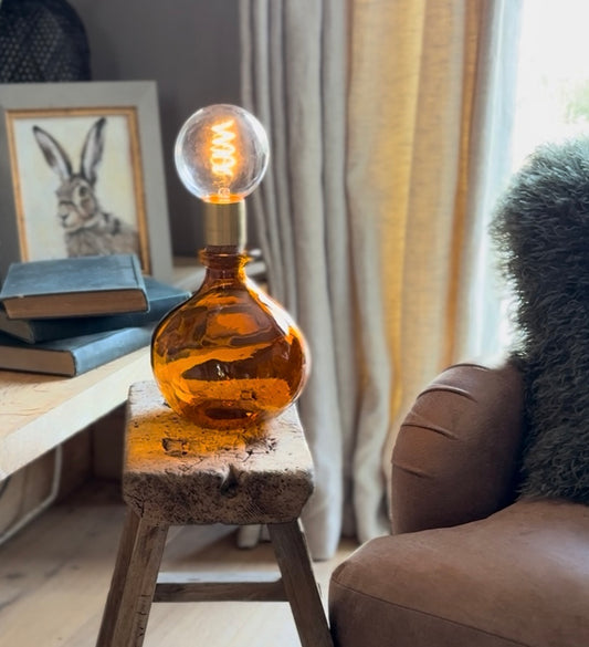 vintage style hand-blown glass rechargeable lamp