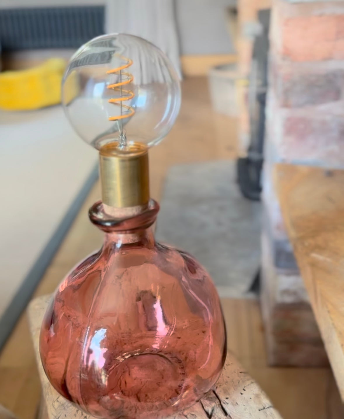 vintage style hand-blown glass rechargeable lamp