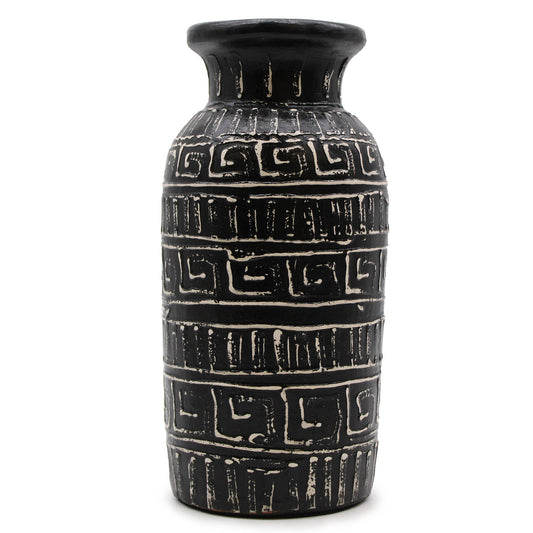 Black Greek Motif Straight Vase
