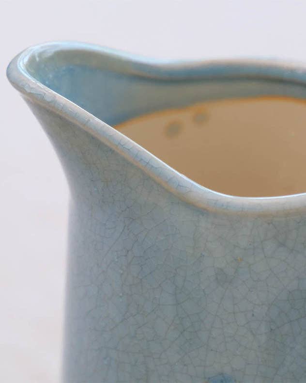 Ribbed Blue Pitcher Jug Vase