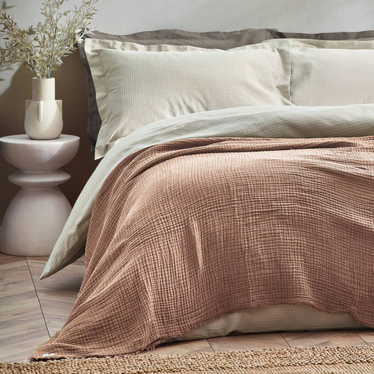 Muslin Cotton Oversized Throw Pink Clay Large