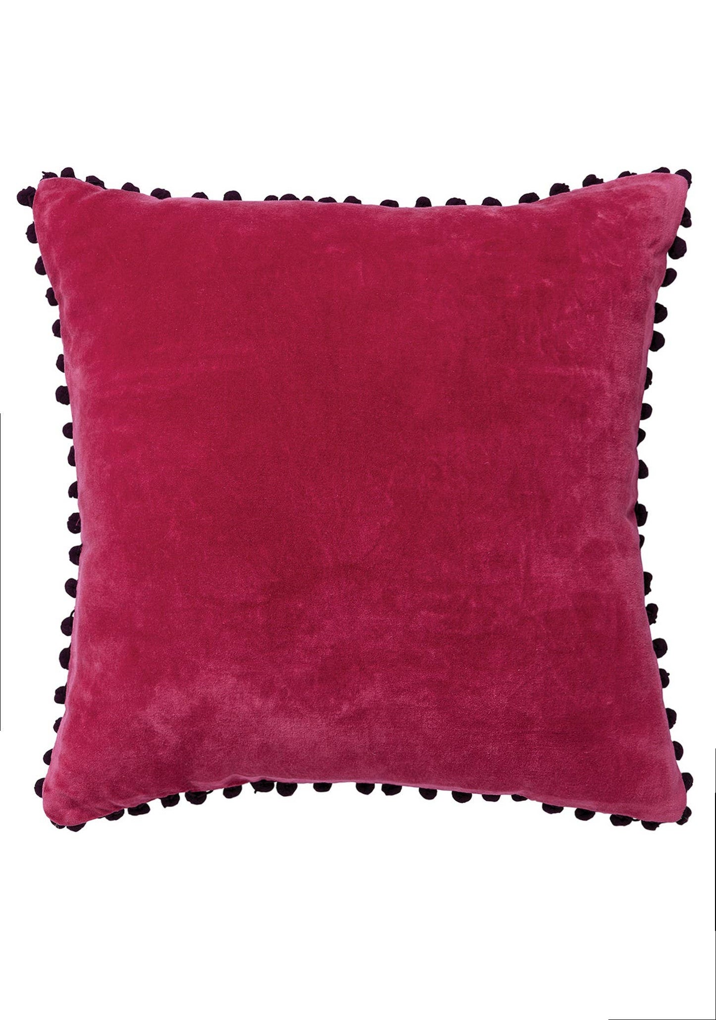 Cotton Velvet Cushion Cover With Pom Poms
