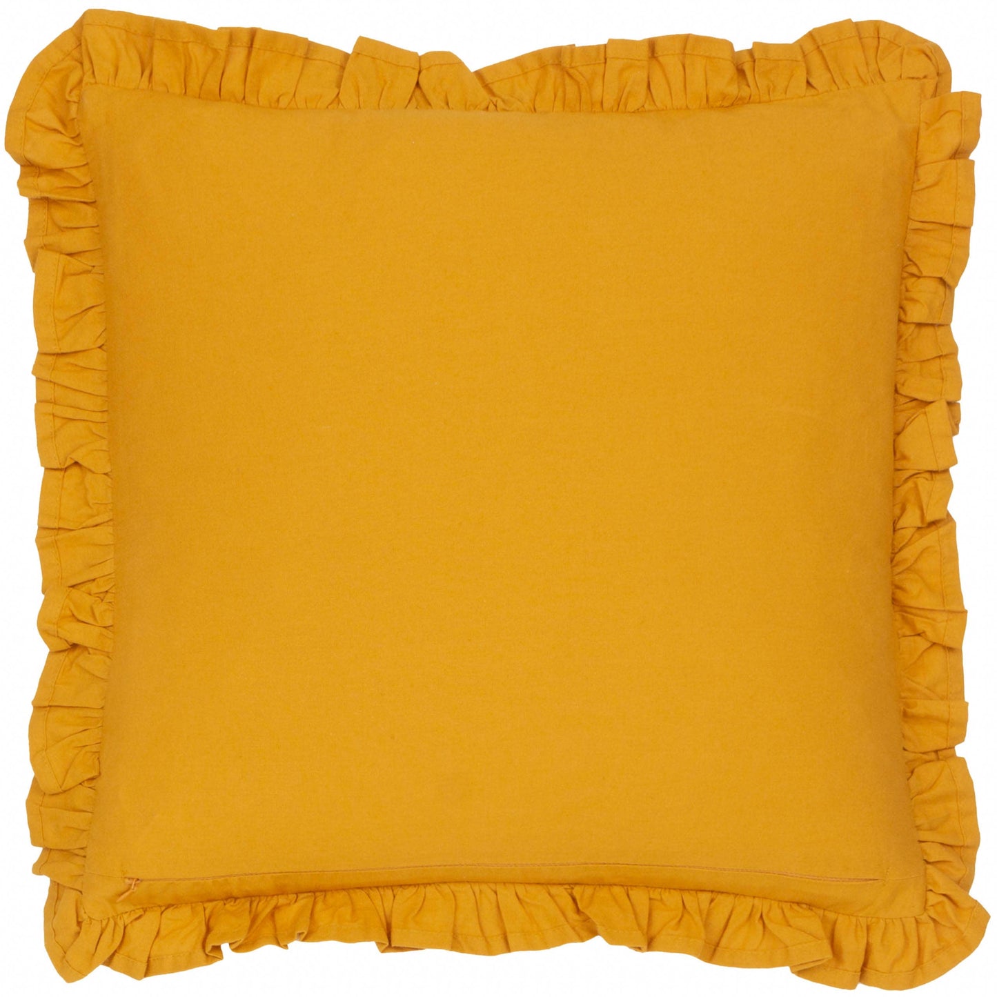 Floral velvet Printed Cushion with ruffle and mustard reverse