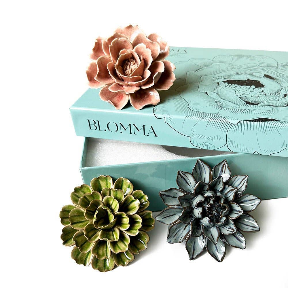 Ceramic Flower wall flower collection blue, green, pink, blue