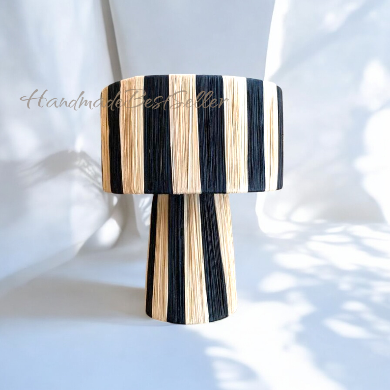 Handwoven Natural Raffia Lamp – Artisan Moroccan Table Light