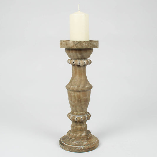 Turned beaded wooden Candle Holder - Tall Bead 31cm