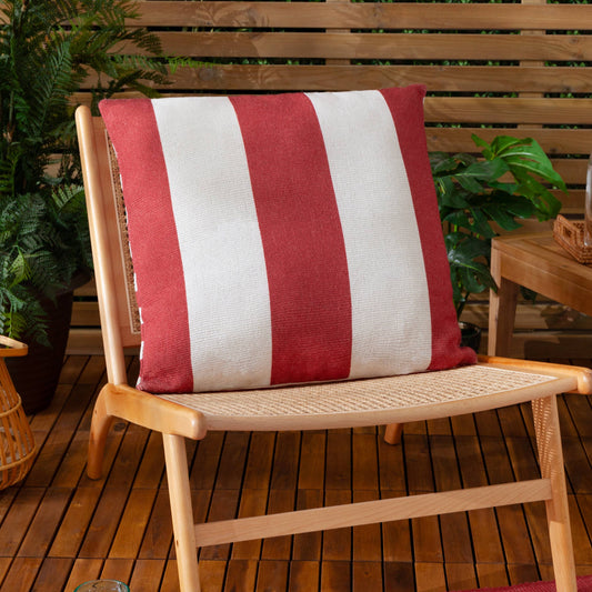 Deck Stripe Woven Outdoor Cushion White/Red