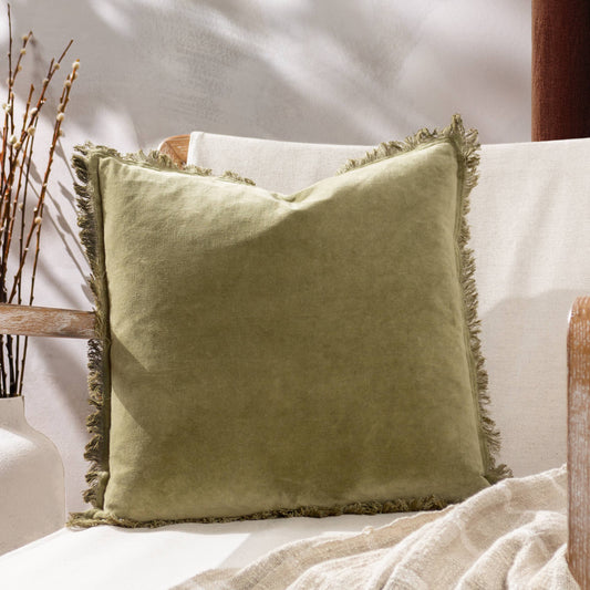 Moss frayed edge cushion