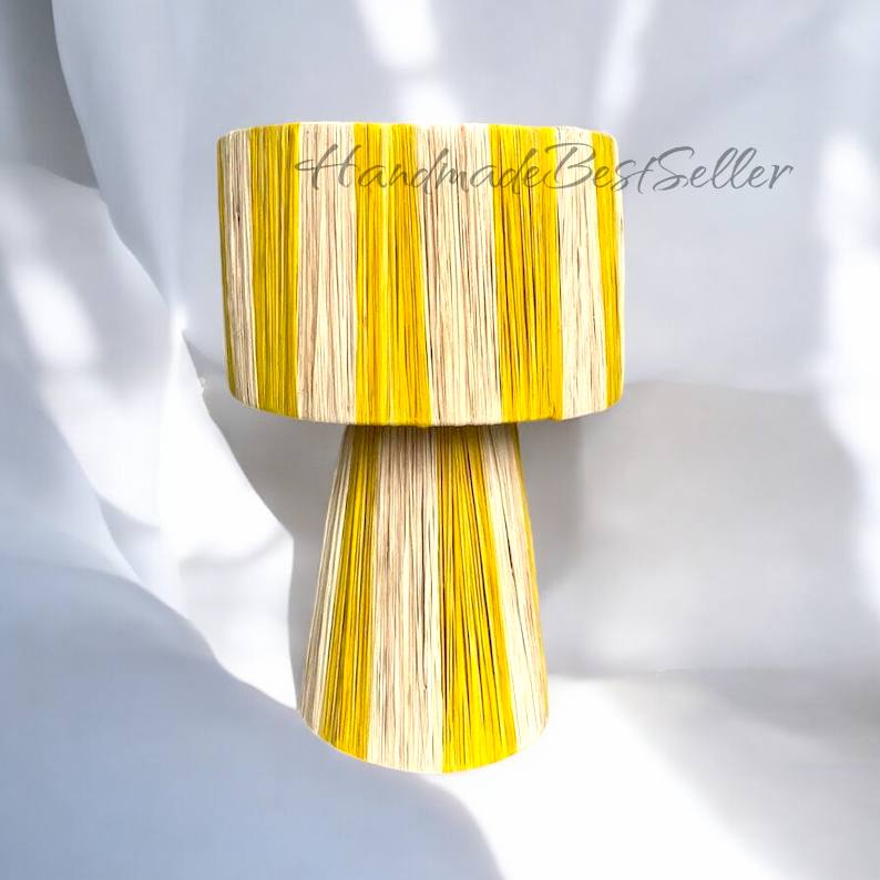 Handwoven Natural Raffia Lamp – Artisan Moroccan Table Light